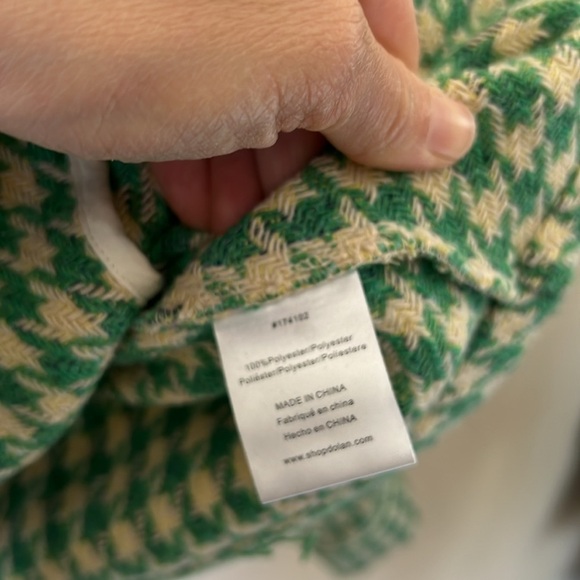 Anthropologie Dolan green and cream cropped houndstooth blazer - Picture 9 of 12